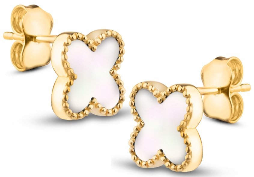 ZŁOTE PIĘKNE KOLCZYKI KONICZYNKI Z MASĄ PERŁOWĄ 8KT 333