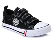 Buty dla dziewczynek - Trampki tenisówki kapcie dziecięce czarne AMERICAN CLUB LH 33 na rzepy-32 - miniaturka - grafika 1