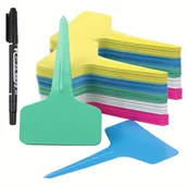 Inne - TEMU -pakietowe markery do roślin ogrodowych w kształcie litery T z permanentnym markerem, wielokrotnego użytku, wodoodporne etykiety do szkółek, - miniaturka - grafika 1