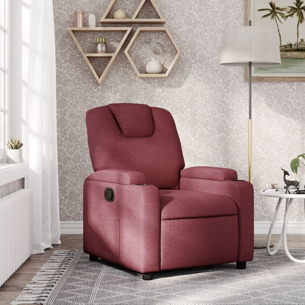 vidaXL vidaXL Fotel rozkładany, winna czerwień, obity tkaniną