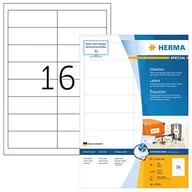 Etykiety do drukarek - HERMA 10780 Etykiety adresowe do drukarki atramentowej DIN A4 (97 x 33,8 mm, 80 arkuszy, matowe) samoprzylepne etykiety adresowe do druku, 1280 etykiet samoprzylepnych, białe - miniaturka - grafika 1