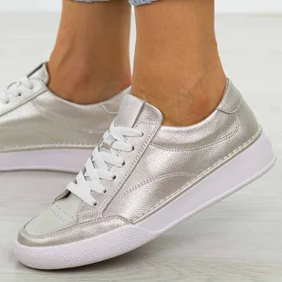 Złote skórzane półbuty damskie Sergio Leone Sp108 - Półbuty damskie - miniaturka - grafika 1