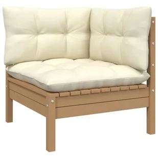 VidaXL Narożna sofa z poduszkami do ogrodu, miodowy brąz, lita sosna! 806631 - Sofy ogrodowe - miniaturka - grafika 1