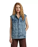 Kurtki damskie - G-STAR RAW Damska kurtka oversize Denim Vest Jacket, niebieska (Sun Faded air Force Blue B988-C947), L - miniaturka - grafika 1