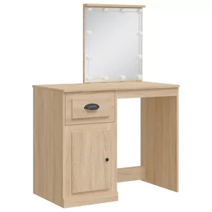 Toaletka z lampkami LED, dąb sonoma, 90x42x132,5 cm  Lumarko! - Toaletki - miniaturka - grafika 4