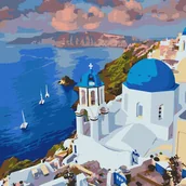 Malowanie po numerach - Malowanie po numerach - Malownicze Santorini 50x50 - Ideyka - miniaturka - grafika 1
