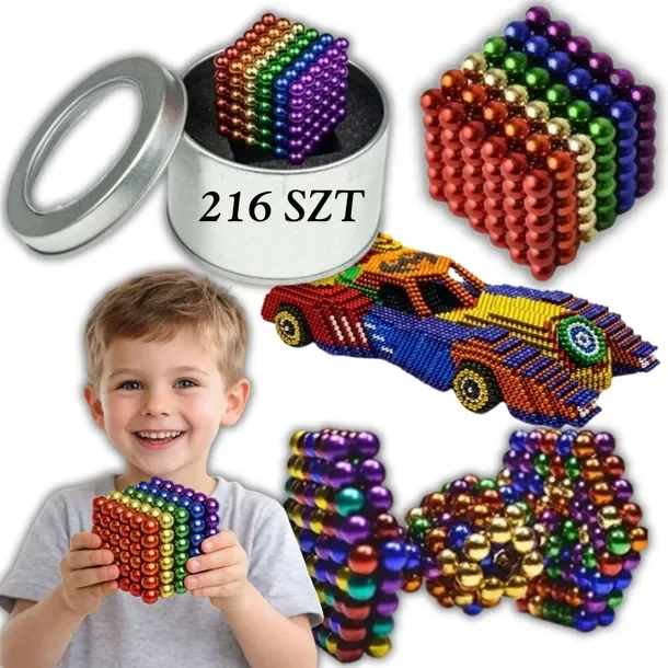 Duże kulki magnetyczne 216 szt. 5mm kolorowe XXL antystresowe
