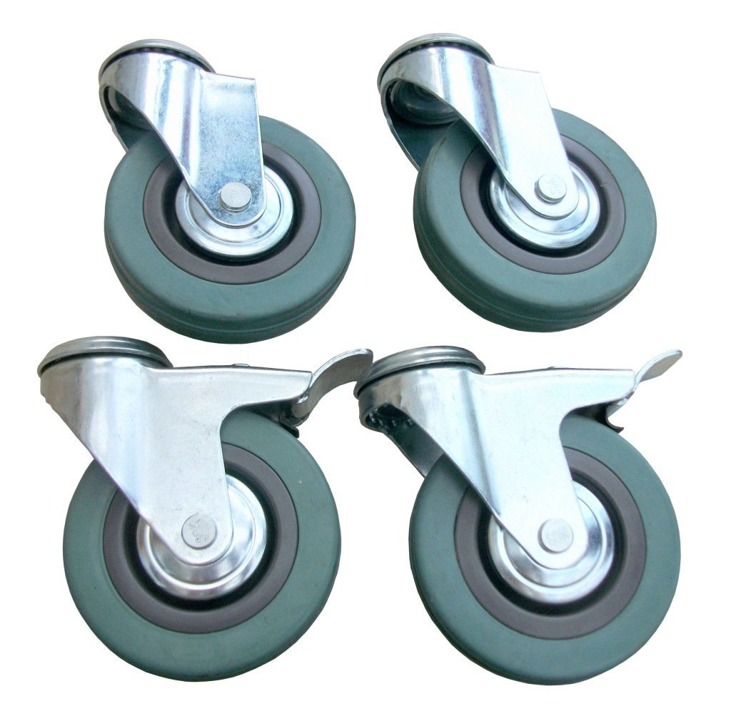 KÓŁKA GUMOWE 75MM NA TRZPIEŃ 12MM Z HAMULCEM ZESTAW 4SZT 180KG
