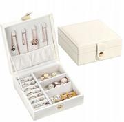 Pudełka i szkatułki - Szkatułka Pudełko Organizer Na Biżuterię Biały C8 - miniaturka - grafika 1