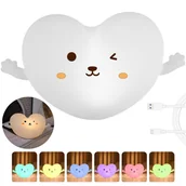 Lampy stojące - Lampka nocna w kształcie SERCA Lampka nocna dla dzieci SILIKONOWA na USB - miniaturka - grafika 1