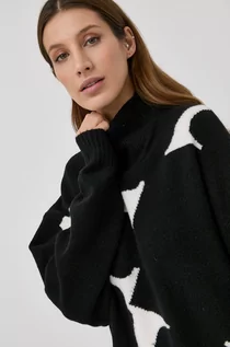 Swetry damskie - AllSaints AllSaints Sweter z domieszką wełny damski kolor czarny z golfem - grafika 1