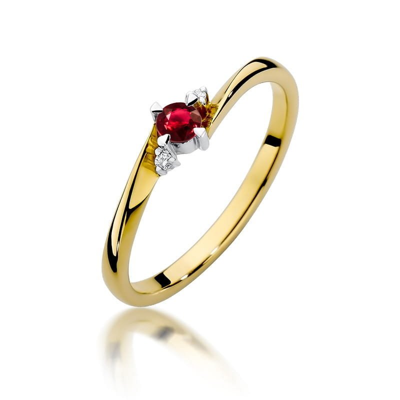 Złoty pierścionek Rubin 0,15ct żółte złoto pr. 585