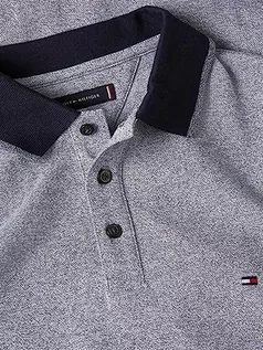 Koszulki męskie - Tommy Hilfiger Męska koszulka polo z końcówką Slim S/S, biało-pustynne niebo mouline, L, Białe/pustynne niebo Mulina, L - grafika 1