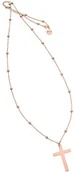 Biżuteria religijna - Długi naszyjnik z różowego złota z krzyżem - miniaturka - grafika 1