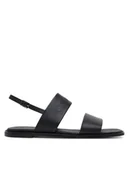 Sandały damskie - Calvin Klein Sandały Flat Sandal - He HW0HW02377 Czarny - miniaturka - grafika 1