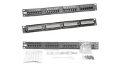 Panele krosownicze - Patch panel RACK 19 kat.6 24p UTP 1U czarny - miniaturka - grafika 1