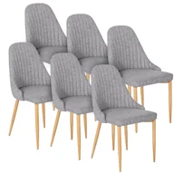 Krzesła - Zestaw 6 Krzeseł Skandynawskich Tapicerowanych Komplet Jadalni Szare Torino - miniaturka - grafika 1