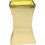 Wazony i flakony - Wazon ceramiczny zwężany złoty - miniaturka - grafika 1