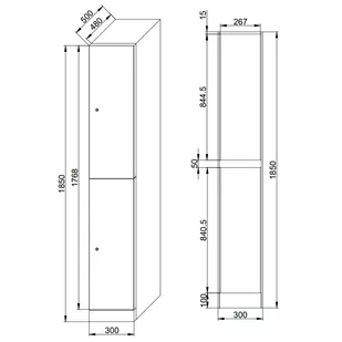 Szafka ubraniowa ze schowkami, 2 schowki, 1850 x 300 x 500 mm, zamek mechaniczny z kodem, drzwi laminowane, buk - Szafki biurowe - miniaturka - grafika 2
