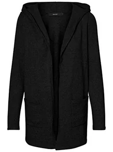 Vero Moda Kobiety Vmdoffy Ls Open Hood Cardigan Ga Noos Kardigan, Czarny Melanż, S - Swetry damskie - miniaturka - grafika 1