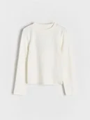 Bluzki dla dziewczynek - Reserved - Koszulka z długim rękawem - złamana biel - miniaturka - grafika 1