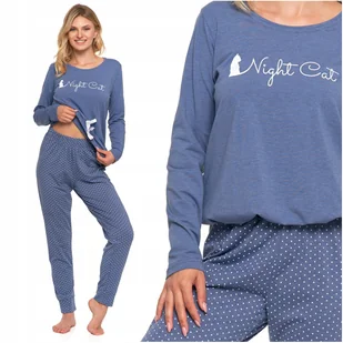 Piżama Damska Dwuczęściowa Długi Rękaw Spodnie Wygodna z Kotem MORAJ 3XL - Piżamy damskie - miniaturka - grafika 1