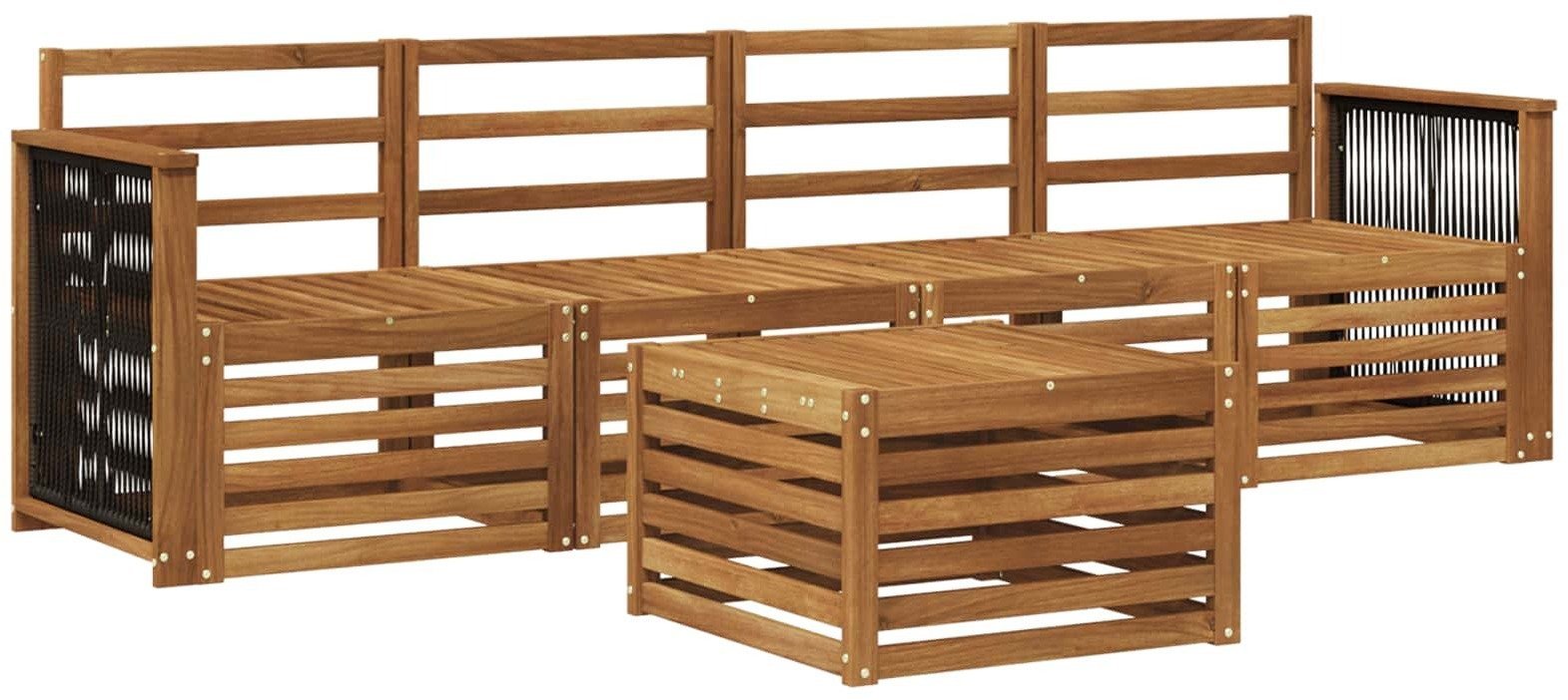 vidaXL Zestaw sof na zewnątrz 5 pcs naturalny Lite Drewno Akacji