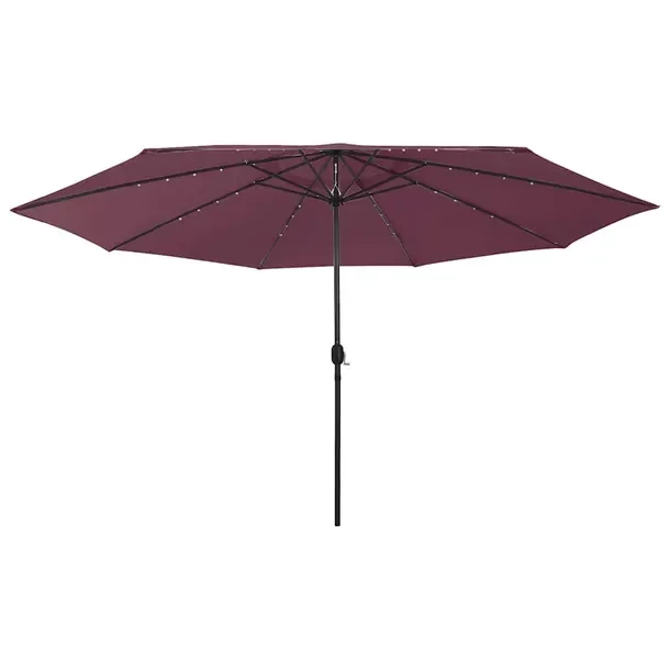 Parasol ogrodowy LED z mechanizmem korbowym, bordowy, 400x248 cm