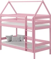 Łóżka dla dzieci i młodzieży - Elior Różowe dziecięce łóżko piętrowe skandynawskie - Zuzu 3X 190x80 cm - miniaturka - grafika 1