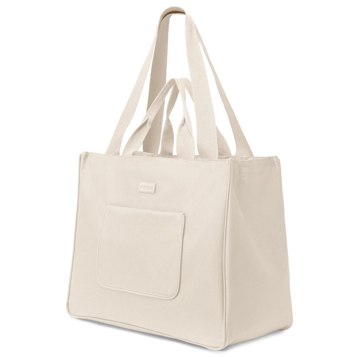 PUCCINI Torba z Kieszeniami Materiałowa Shopper Na Ramię Beżowa TD250-6A