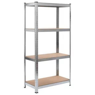 Regał magazynowy, srebrny, 80x40x160 cm, stal i MDF - Szafy i regały magazynowe - miniaturka - grafika 1