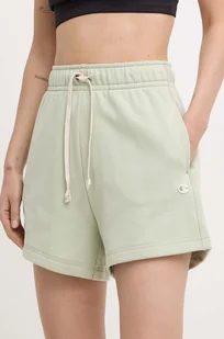 Champion szorty damskie kolor zielony gładkie high waist E10009 - Spodenki damskie - miniaturka - grafika 1