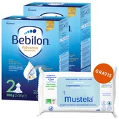 Mleko modyfikowane - Zestaw Bebilon Advance Pronutra 2, mleko następne, powyżej 6 miesiąca, 2 x 1000 g + Mustela, chusteczki oczyszczające, 60 sztuk gratis - miniaturka - grafika 1