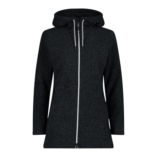 CMP Damska kurtka polarowa Knit Tech z stałym kapturem, czarna, 44