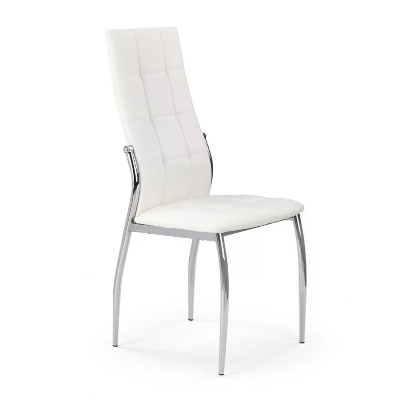 Krzesło tapicerowane eco skóra białe K209 na srebrnych stalowych nogach
