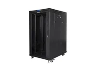 Szafy rack - Szafa instalacyjna rack stojąca 19" 22u 800x1000 czarna drzwi szklane lcd lanberg (flat pack) v2 FF01-8022-12BL - miniaturka - grafika 1