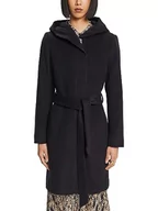 Płaszcze damskie - ESPRIT Recykling: Płaszcz z kapturem z mieszanki wełny z paskiem, czarny, XS - miniaturka - grafika 1