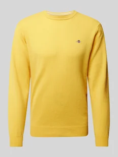 Sweter z dzianiny z wełny z okrągłym dekoltem - Swetry męskie - miniaturka - grafika 1