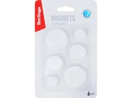 Magnesy - Magnesy do tablic okrągłe Berlingo ULTRA MOCNE 6 sztuk białe - miniaturka - grafika 1