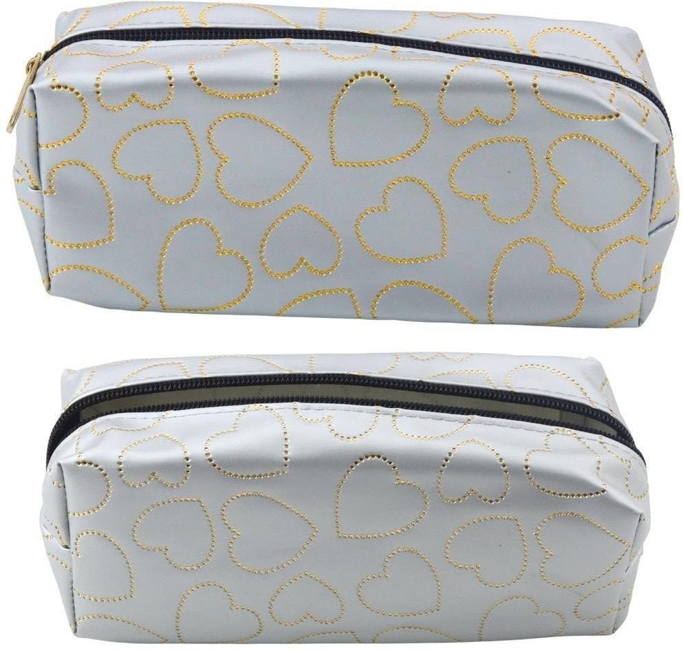 Piórnik jednokomorowy złote serca srebrny