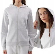 Bluzy damskie - Bluza dresowa rozpinana z kapturem damska 4F 4FWSS24TSWSF0956-27M Szary - miniaturka - grafika 1