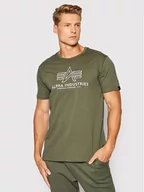 Koszulki męskie - Alpha Industries T-Shirt Basic 118505 Zielony Regular Fit - miniaturka - grafika 1
