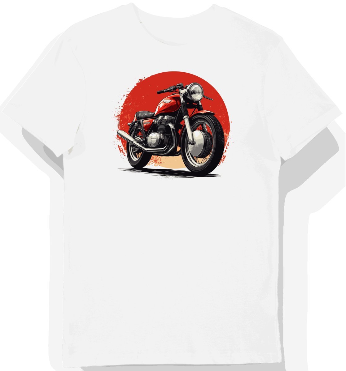 Koszulka męska biała z klasycznym motocyklem CB750 L