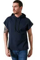 Bluzy męskie - Trendyol Męska bluza oversize Basic Hood Tkana bluza, granatowa, L, granatowy, L - miniaturka - grafika 1