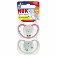 Smoczki uspokajające - Nuk Smoczek uspokajający silikonowy 0-6m Space Night 10730578 2 szt. - miniaturka - grafika 1