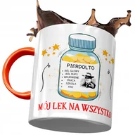Kubki - Kubek Pomarańczowy Śmieszny Mój Lek Na Wszystko z Nadrukiem ze Zdjęciem + Opakowanie na prezent (wzór 01) - miniaturka - grafika 1