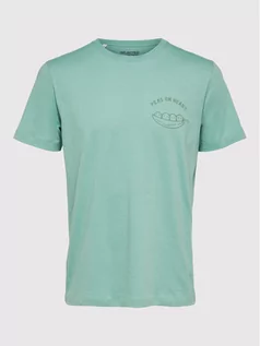Koszulki męskie - Selected Homme T-Shirt Brock 16084690 Zielony Regular Fit - grafika 1
