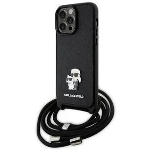 Karl Lagerfeld KLHCP14XSAKCPSK iPhone 14 Pro Max 6.7" hardcase czarny/black Crossbody Saffiano Metal Pin Karl & Choupette - Etui i futerały do telefonów - miniaturka - grafika 1