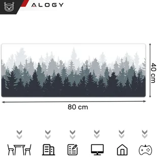 Podkładka na biurko pod myszkę mysz klawiaturę Mata ochronna antypoślizgowa gamingowa XL 80x40 cm Alogy Las Forest - Podkładki pod mysz - miniaturka - grafika 8