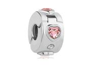 Charmsy - Pandora Valerio.pl Rodowany srebrny charms otwierany klips serce heart cyrkonie srebro 925 QS0066 QS0066 - miniaturka - grafika 1